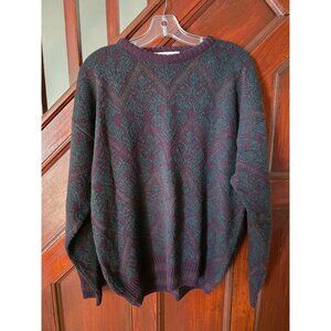 Vintage John Ashford Mens Sweater L Made In Italy Purple & Gray Textured Knit
